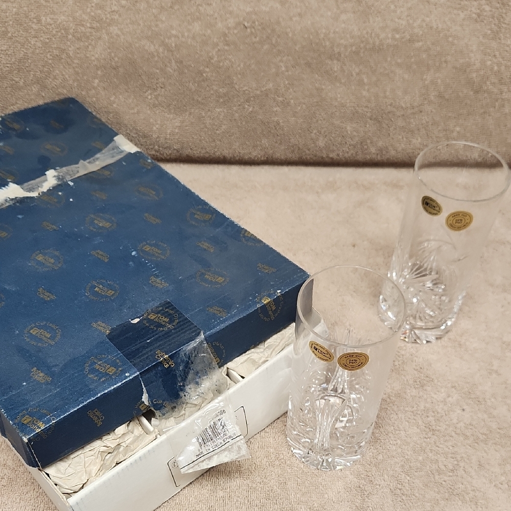 Tom Bohemia Crystal Highball Glasses Set Of 6 Vintage Czech Republic